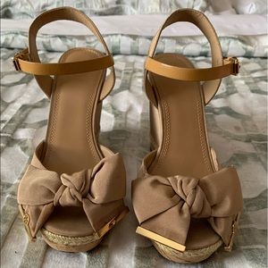 Tory Burch Penny Faille Bow Wedge